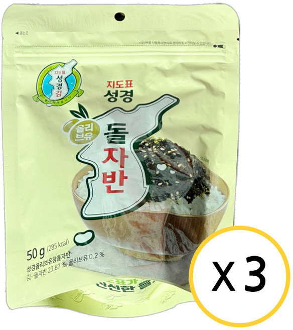 [현대프리마켓] 성경김 올리브유 참돌자반, 3개, 50g