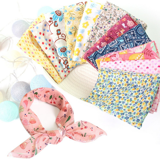 렌느 가제손수건 국내생산 아사 면 여성 플라워 캐릭터 쁘띠 유아 어린이집 유치원 단체 행사 손수건스카프 7+1