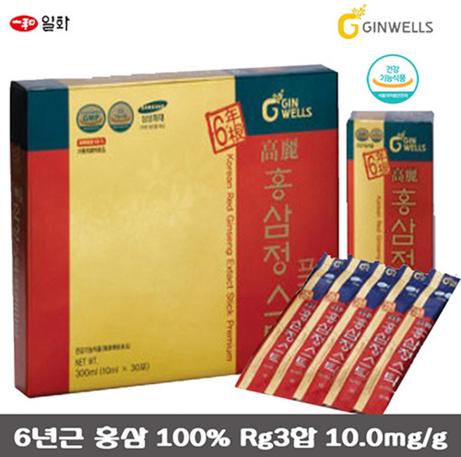 진웰스 일화 고려홍삼정 스틱 프리미엄 3박스/6년근 홍삼농축액 홍삼정 고형분60%이상 면역력 기억력 항산화 선물, 30개, 300ml