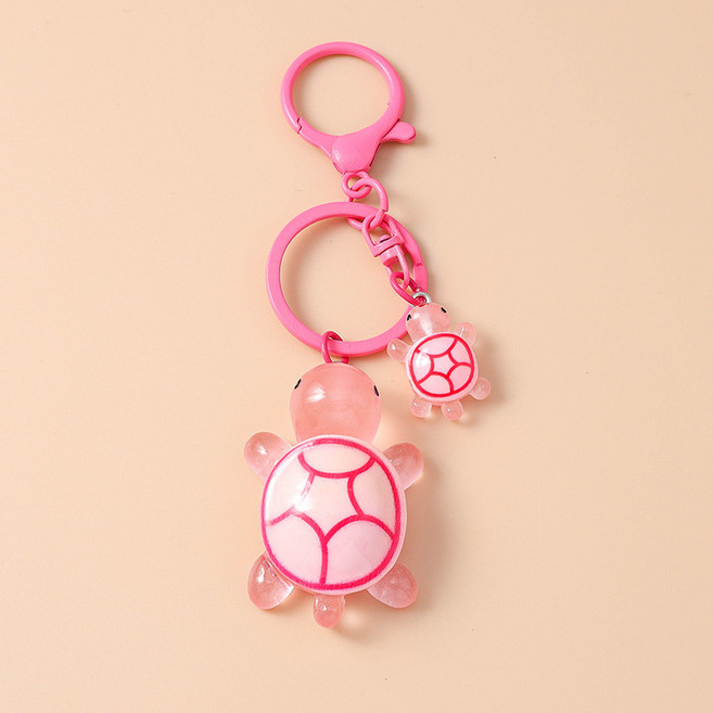 귀여운 행운의 거북이 동물 커플 키링 열쇠고리 커플템 우정템, 1개, 베이비핑크