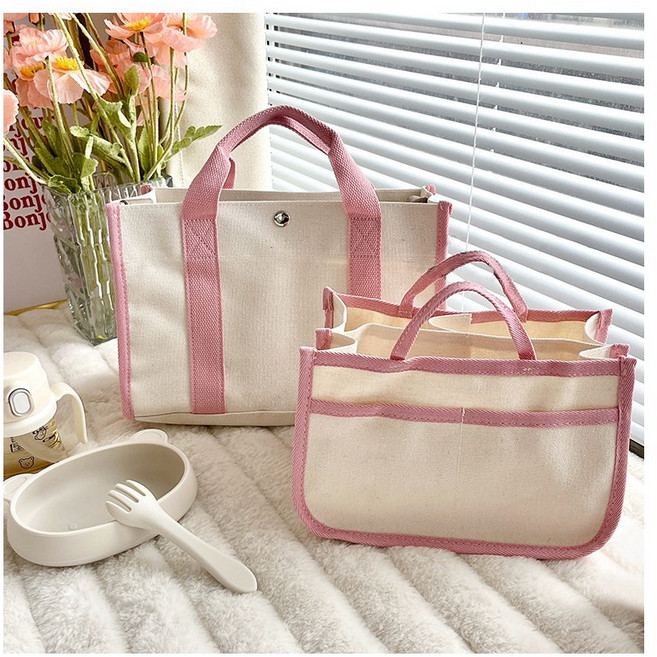 엘리베베 데일리 멀티 포켓 캔버스 기저귀백+이너백 세트, 퓨어핑크