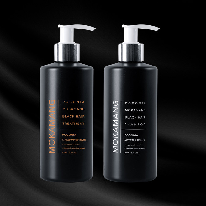 포고니아 모까망 새치 샴푸 300미리 + 새치 트리트먼트 300미리 세트. 염색 샴푸 .No THB.No 화학염색제. 세트로 사용하시면 효과 2배 UP, 1개, 300ml