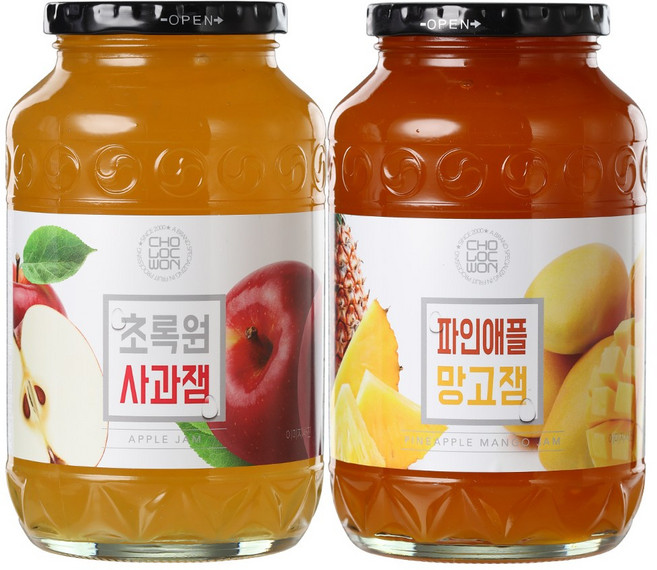 초록원 사과잼1kg +파인애플망고잼1kg (쨈 토스트 시럽), 2개, 1kg