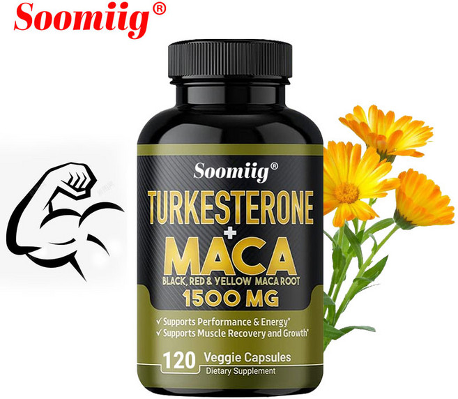 TURKESTERONE + MACA 보충제 - 에너지 상승 운동 표현 근육 건강 및 회복에 도움, 1개, 60회분