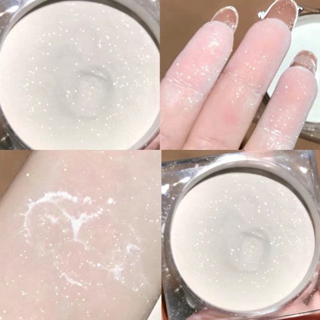 提亮膚色珍珠白蜜粉學生粉餅 控油持久晚安粉 微閃珠光閃粉 高光細閃蜜粉 防水防汗亮晶晶定妝粉, 1個, 冰塊透亮散粉01#亮膚色【帶細閃】,6g