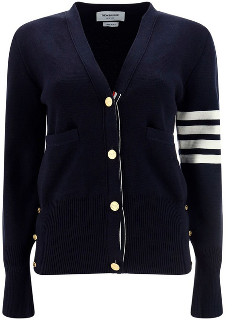 톰 브라운 V넥 4 바 스트라이프 가디건