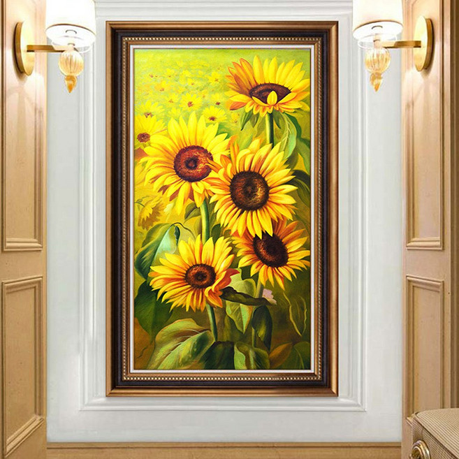 메이리앤 보석십자수 해바라기 세로형 DIY 세트, 1개, 60x110