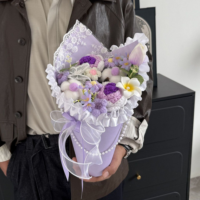 手工編織花束 畢業禮物, 1個, 冰淇淋3花束成品花束