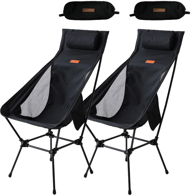 레드코코 경량 캠핑의자 미니멀 폴딩, 블랙2개, L사이즈+L사이즈, 2개