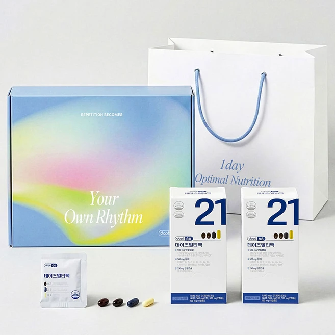 데이즈멀티팩 선물세트 종합영양제 멀티비타민+유산균+rTG오메가+루테인, 2박스, 21회분 - 쿠팡