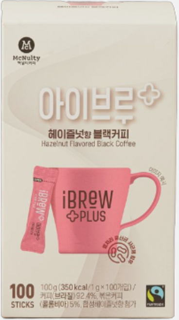 맥널티 아이브루 플러스 헤이즐넛향 블랙, 1g, 100개입, 1개, 1g