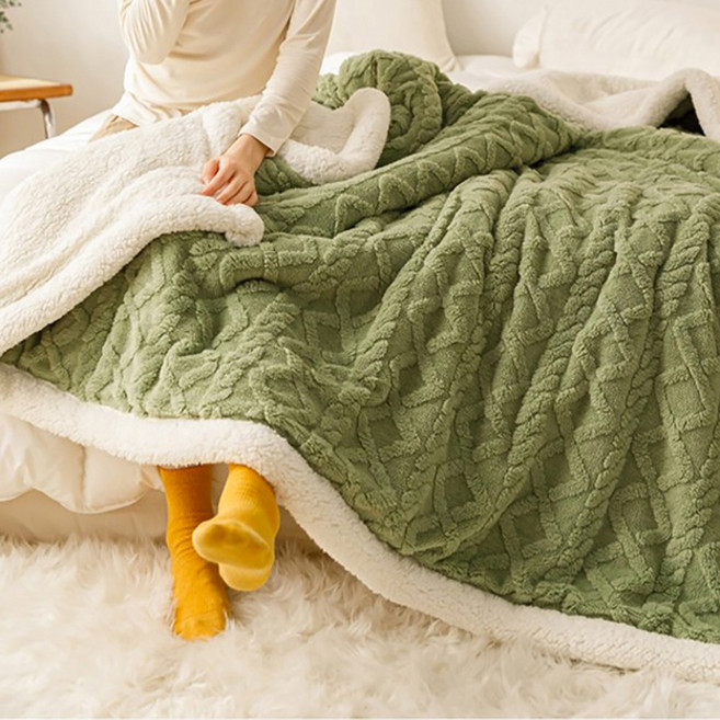 모니즈 아가일 꽈배기패턴 극세사 양면 양털담요