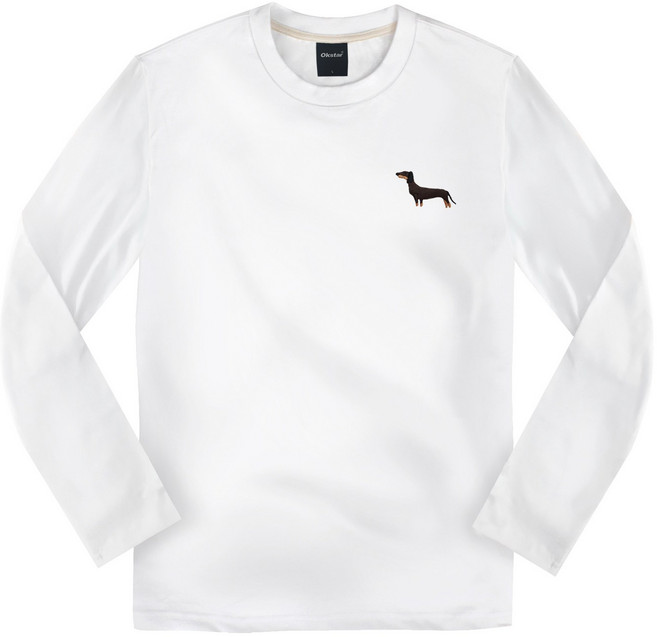 옥스타 닥스훈트 자수 긴팔 티셔츠