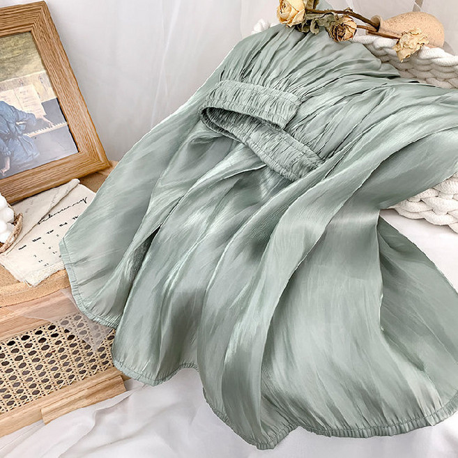 【遮胯顯瘦】半身裙 百褶裙 高腰裙 A字裙 珠光紗裙 氣質長裙 春夏新款 垂感飄逸 通勤約會穿搭