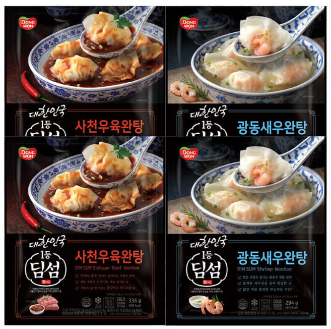 동원 딤섬 사천우육완탕 336g x 2개 + 새우완탕 294g x 2개