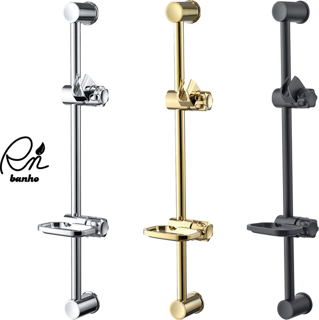 욕실 슬라이드바 사각 원형 샤워기걸이 비누대 샤워헤드 걸이 샤워기 거치대, No.1 원형실버, 1개