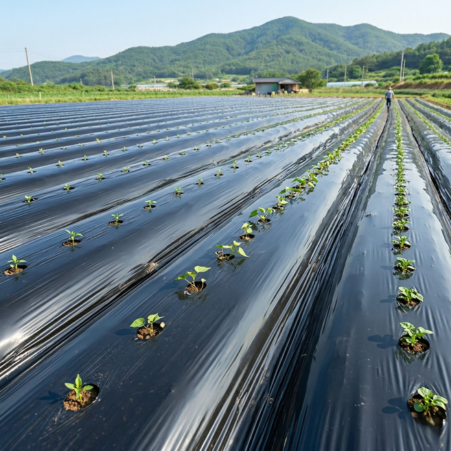 멀칭비닐 흑색 배색 고추 고구마 양파 마늘 유공비닐 소량 멀칭비닐 텃밭 제초 농사용 농업용 비닐, 1개