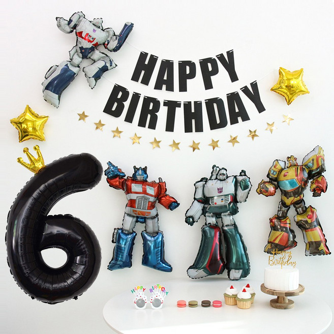 이벤트홀릭 로봇풍선 생일파티용품세트 초대형 왕관 숫자풍선, 6, 1개