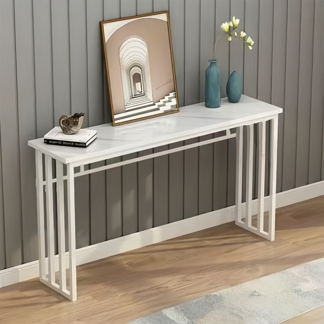 YAPOGI 모던 콘솔 현관 테이블 화장대 엔틱 복도 거실 장식장, 화이트 B 100×30×80cm