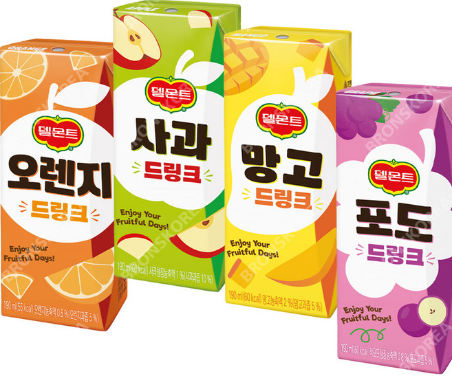(190mlx32팩 혼합구성) 델몬트드링크팩 오렌지포도사과망고파인애플 주스 과즙음료, 190ml, 32개