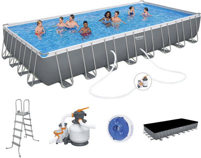 BW 56623 초대형 사각 기둥 풀장 935x488cm풀세트 수영장, 혼합색상, 1개