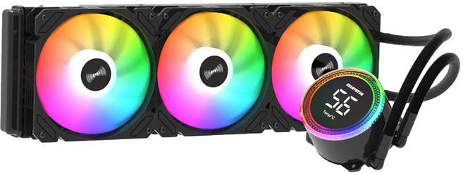 龍王 360 CPU水冷散熱器 溫控RGB電競靜音高效散熱, 黑色, 1個, EXCAVATOR 360