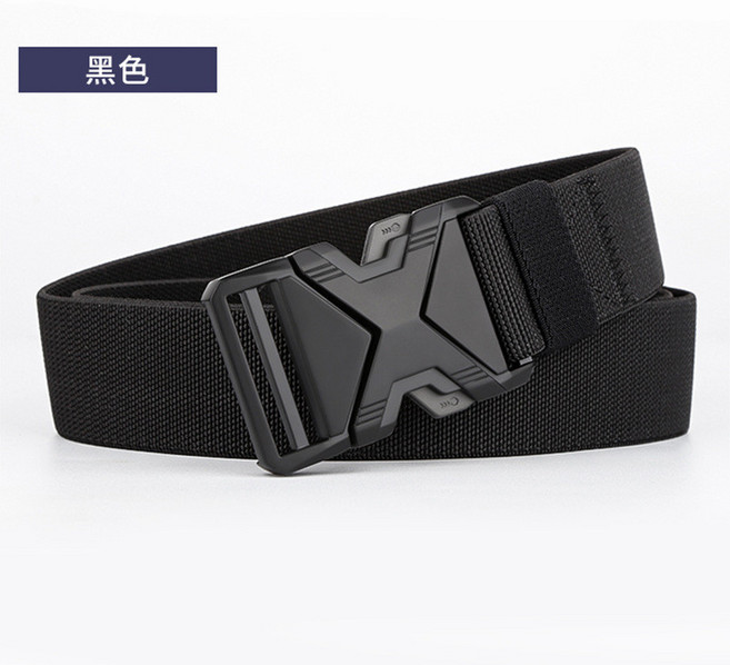 男士彈力編織腰帶 戶外運動休閒快拆皮帶 深灰色