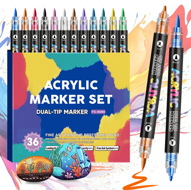 시스슈 전문가용 이중 팁 아크릴 대용량 직액식 마카펜 세트, 1개, 36개