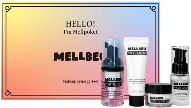 [멜비유 멜포켓 화잘먹 시너지] 미니어처 팝 토너 30ml + 미니어처 메리퀴드 20ml + 미니어처 업핑크림 15ml + 미니어처 메리세럼 20ml, 1세트 - 쿠팡