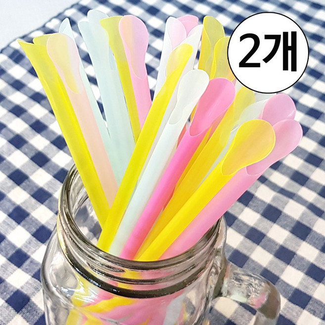스푼슬러시빨대 파스텔 20cm 500개입, 2개