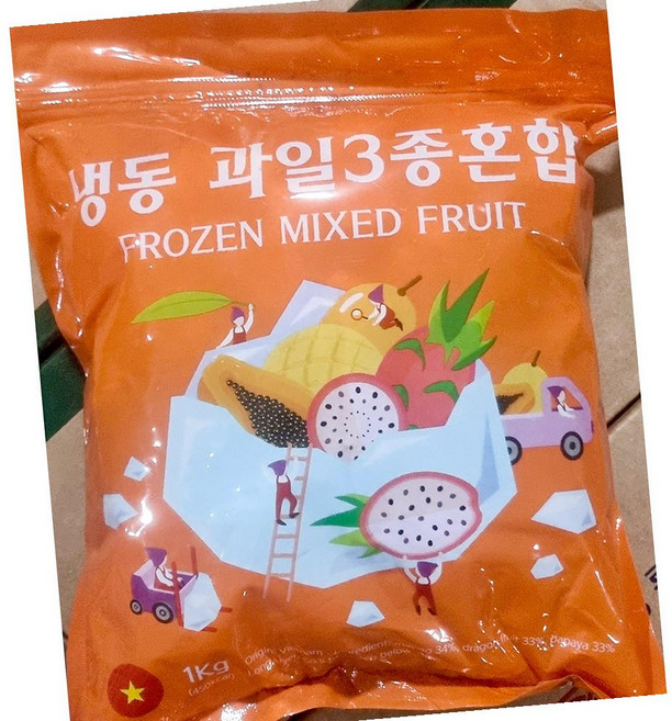대정 혼합 과일 망고 파파야 용과 1kg 냉동 믹스 스무디 혼합과일주스 과일믹스 냉동과일활용, 1개