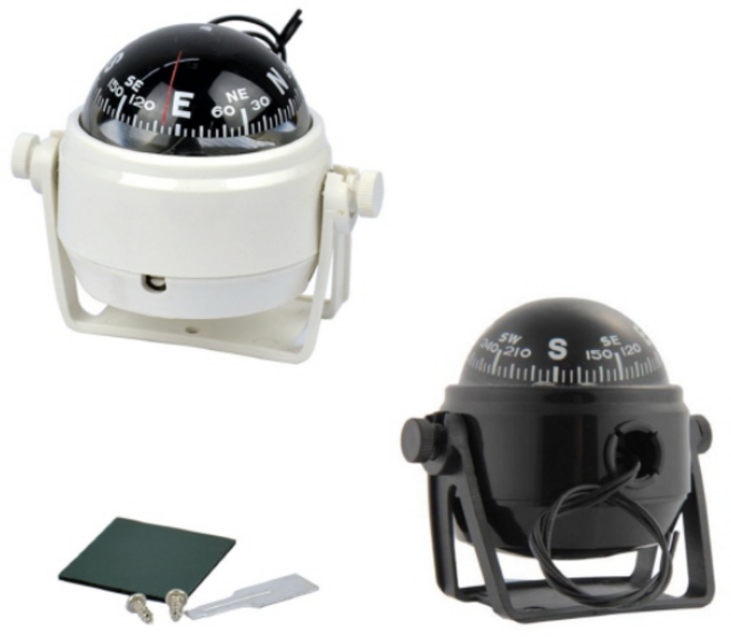 LED 소형나침반 소형 보트용 선박안전검사 블랙 화이트, 1개