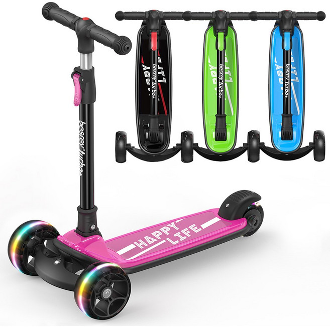 베스리 아동용 발광 접이식 킥보드, 러브핑크, 1개
