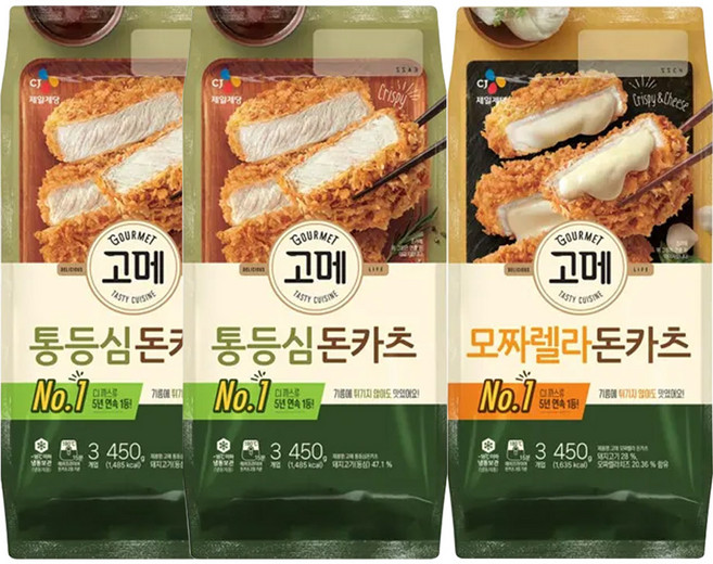 CJ 고메 바삭튀겨낸 통등심돈카츠 450g x 2 + 모짜렐라돈카츠 450g, 1세트