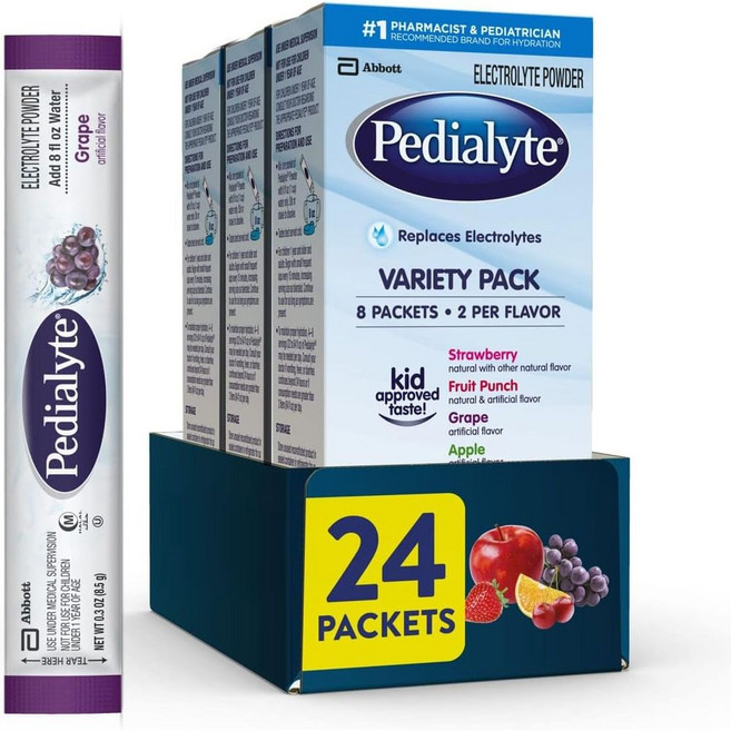 Pedialyte 마시는 포도당 수액 탈수방지 Pedialyte 페디아라이트 24팩, 24, 58g, 24개