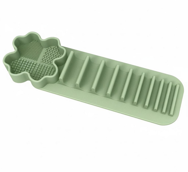 브러쉬 세척 건조대 실리콘 흡착식 수납 욕실 메이크업 화장대, 1개, 그린