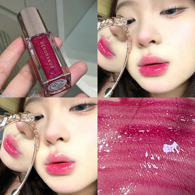 밤색 반짝이 립글로스 글리터 미러 틴트 크리스탈 플럼퍼 오일 다이아몬드 반짝이는 젤리 보습 베리 핑크, fruit color - 쿠팡