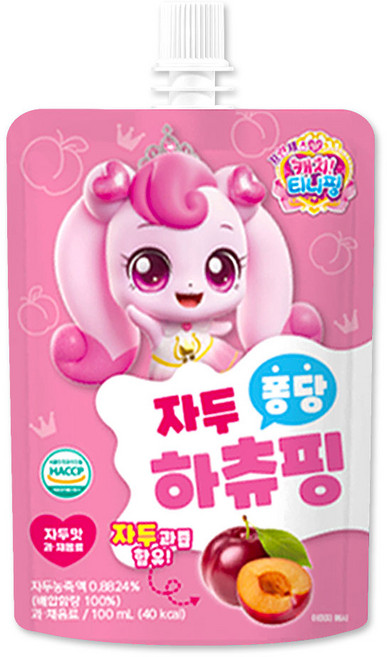 캐치티니핑 자두 퐁당 하츄핑 음료 파우치 과채음료, 1개, 100ml