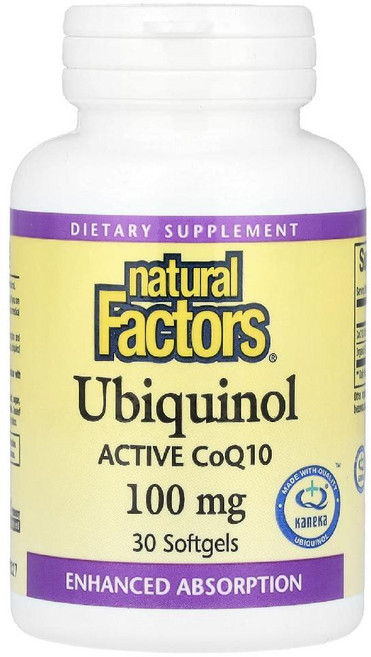 내추럴팩터스 유비퀴놀 코큐텐 100mg Ubiquinol CoQ10 소프트젤 30정, 1개