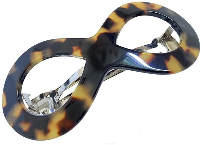 French Amie Infinity Loop 7.6cm(3인치) 도쿄 강한 셀룰로이드 아세테이트 핸드메이드 자동 헤어 클립 머리핀 여성용 및 여아용 프랑스산(도쿄)