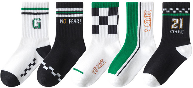 베베로사 남아용 초록 베이직 양말 5종 세트