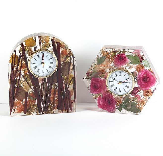 프레스코21 레진 공예 실리콘 몰드 시계 정사각형 육각형 아치형, 1개