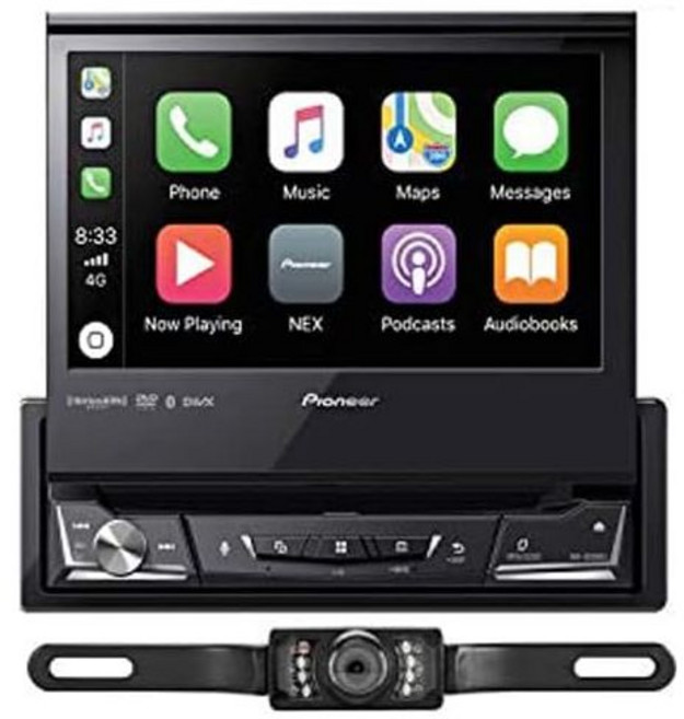 파이오니어 AVH3500NEX 싱글 디니 멀티미디어 플레이어 7인치 플립 아웃 스크린 번호판 스타일 백업 카메라 트라이스테이트 랜야드 번들, 파이오니어 AVH3500NEX 싱글 디니 멀티미디어 플