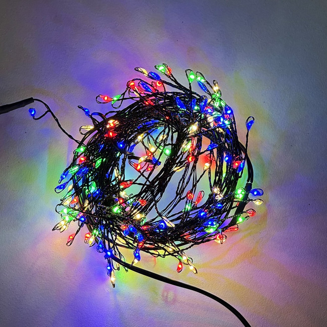아리조명 LED 미리내 와이어 지네 전구 크리스마스 장식 줄 조명 6M 15M, 블랙코팅_4색칼라, 1개, 200구 (6M)