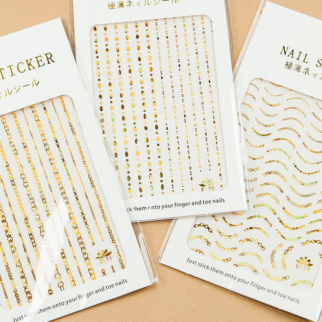 홀로그램 금박 라인 스티커 / 셀프네일재료 데칼 R170, R173, 1개