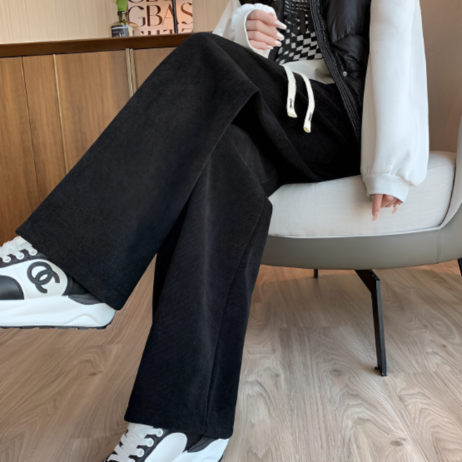 [1+1] 스마일리 여성 코듀로이 기모 와이드 팬츠 골덴 밴딩 바지