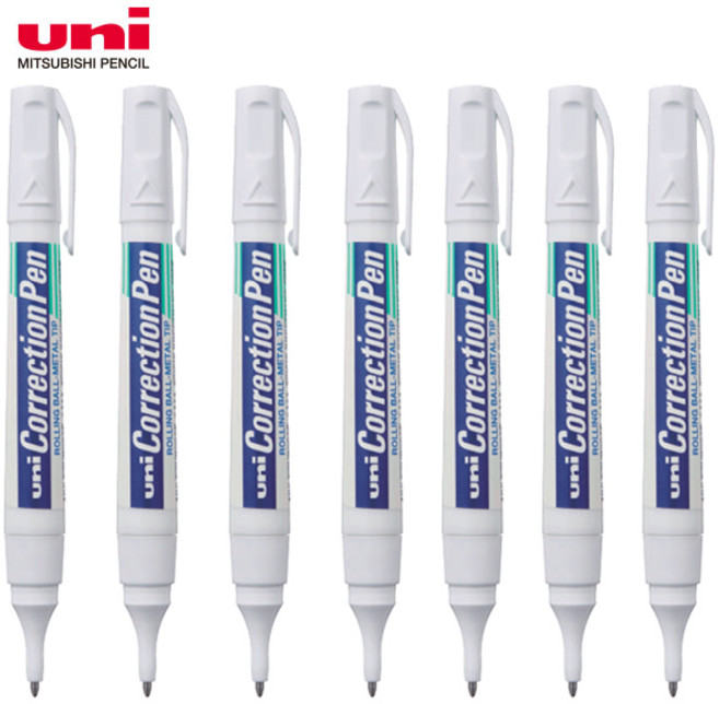 미쓰비시 UNI 유니 커렉션 수정액 Correction Pen CLP-300N 낱개 필기수정액 학용품, 7개, 8ml