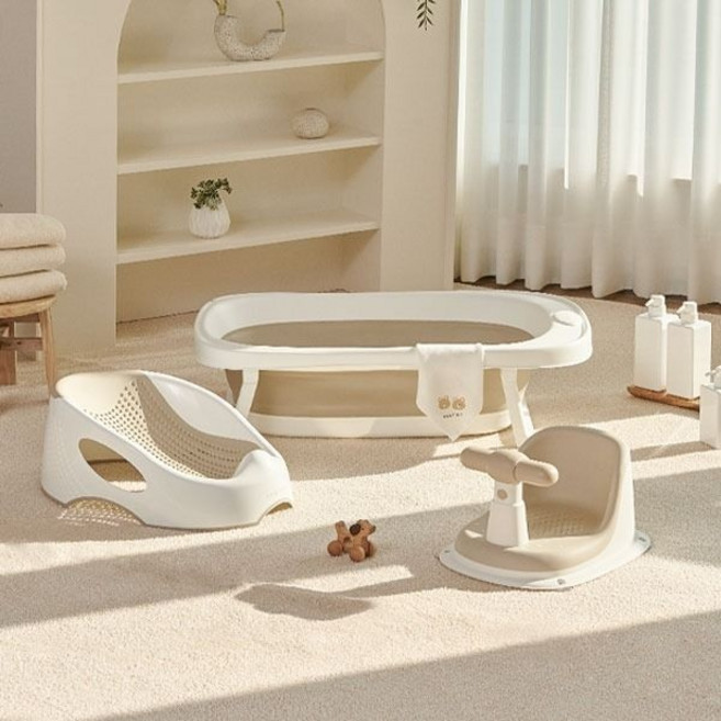 아기 등받이 욕조 1P + 접이식 욕조 1P + 목욕 의자 1P