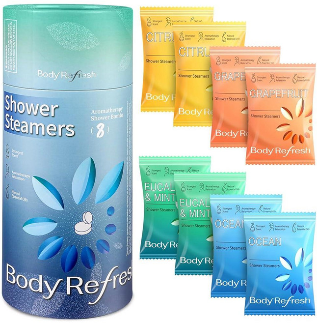 BodyRefresh Shower Steamers 아로마테라피 - 여성용 생일 선물 아내 엄마를 위한 발렌타인 데이 스트레스 완화를 샤워 밤 스파 부활절 바구니 필수품, Ocean Breeze Revive