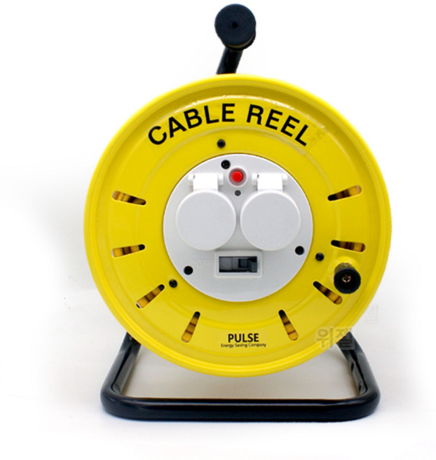 이제로 안전한 캠핑용 방우형 2구 과부하차단기 전기릴선/전선코드/전기연장선, 20m, 노랑, 1개